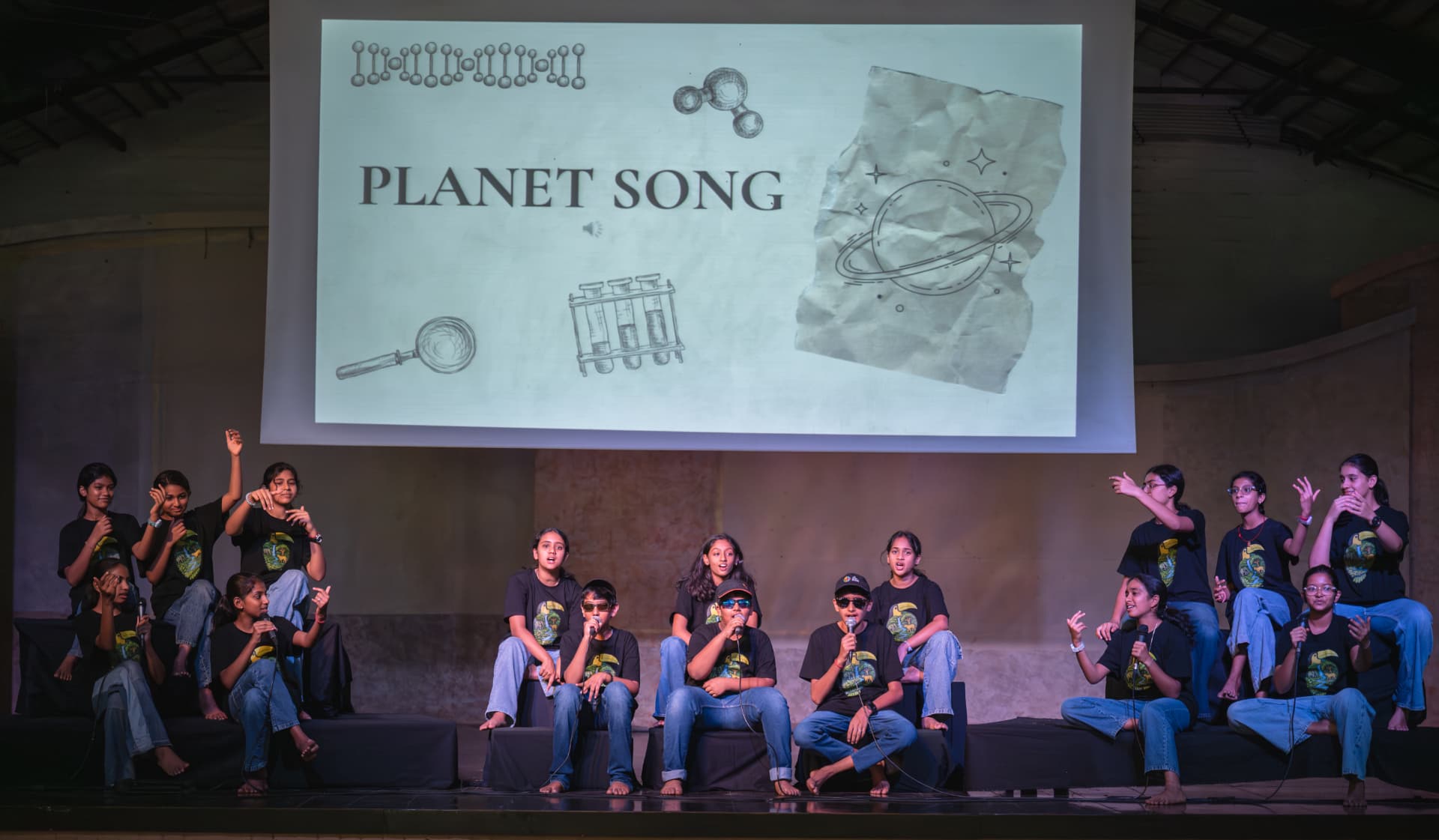 The Planetsong performance on stage